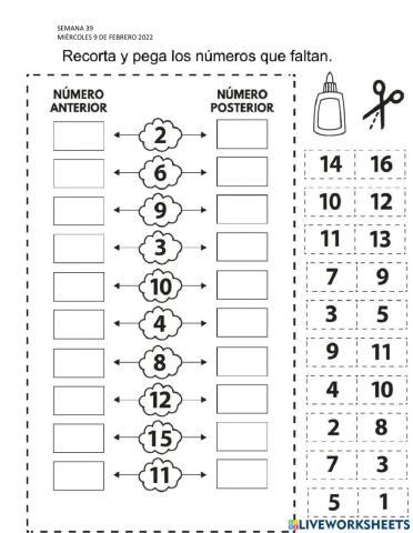 Nùmeros del 1 al 20