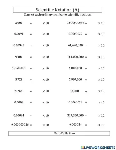 Scientific Notation (Standard Form)