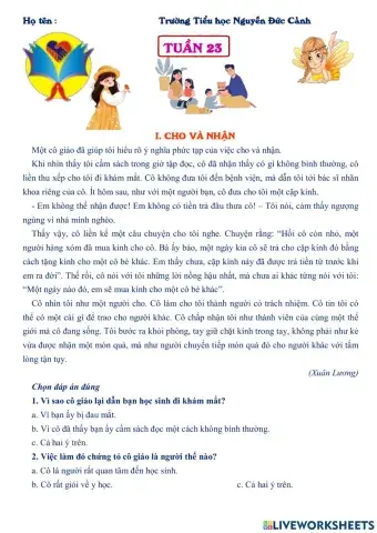 Tuần 23 - Cho và nhận