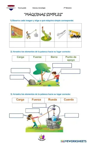 Ficha de refuerzo en clase de las máquinas simples