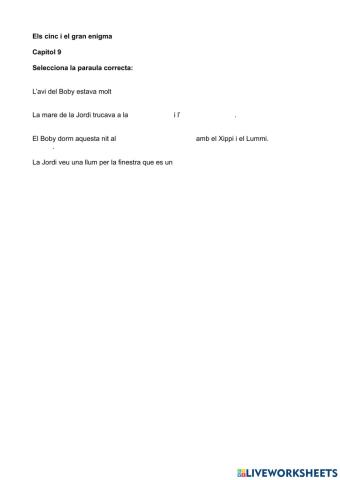 Comprensió lectora Els cinc i el gran enigma Capítol 9