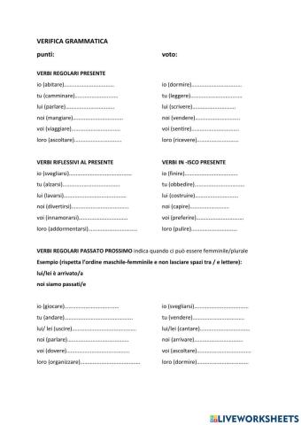 Grammatica - verbi e possessivi principianti