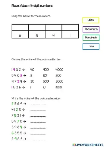 Place Value - 4 Digit Numbers
