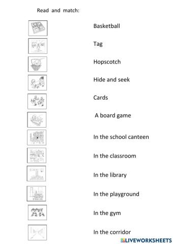 Games and places in the school