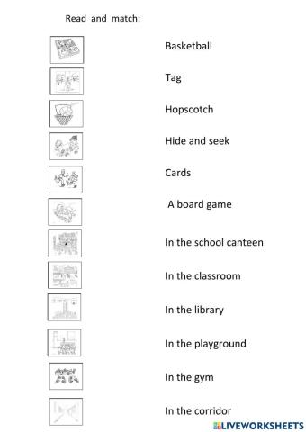 Games and places in the school
