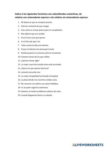 Sustantivas vs De relativo