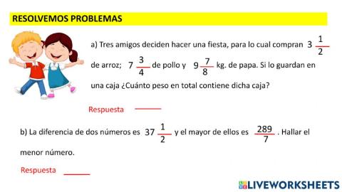 Problemas sobre fracciones