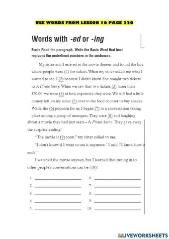 Spelling Lesson 16-17