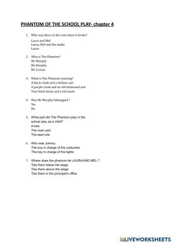 Reader the phantom of the aschool play