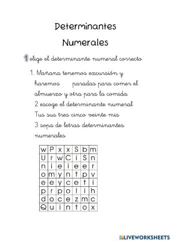 JDeteminates Numerales