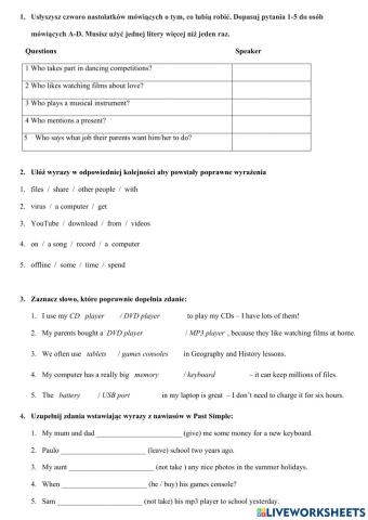 English Class A2+ unit 4 test (version b)