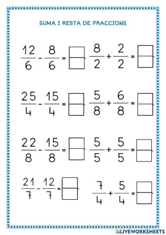 Suma i resta de fraccions