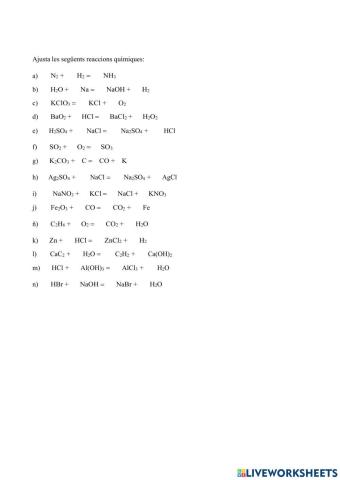 Ajust de reaccions químiques