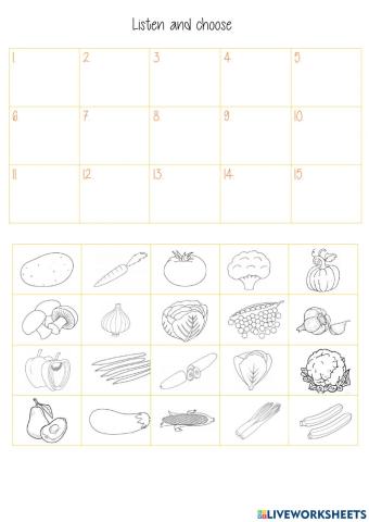 vegetables dictation listening