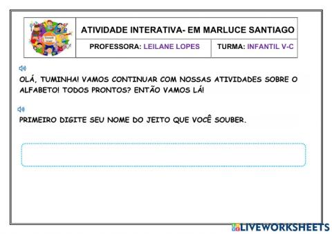 Atividade interativa Educação infantil