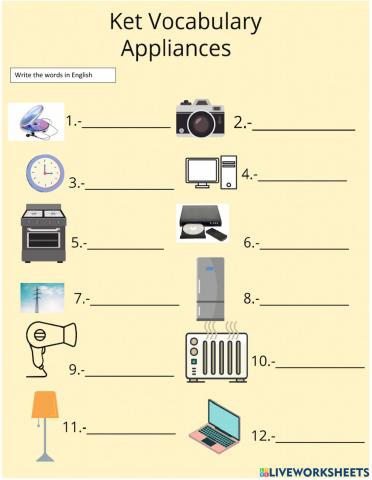 Ket vocabulary- appliances