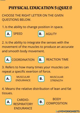 Fitness health and skill components