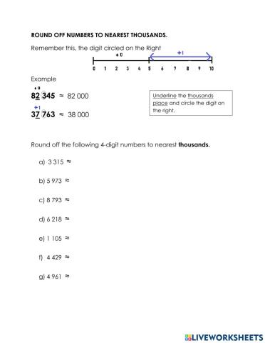 Round off numbers to nearest thousands year 4