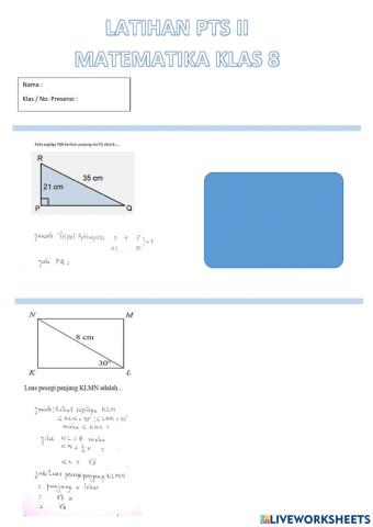 Latihan PTS II Matematika Klas 8