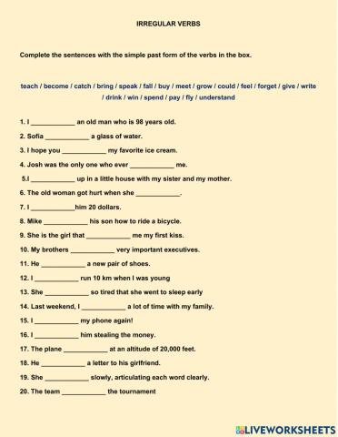 Irregular verbs
