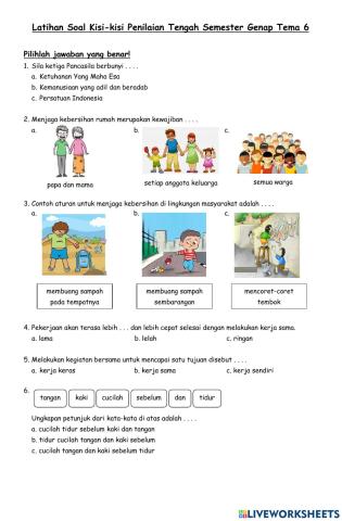 Latihan Kisi-kisi PTS Tema 6