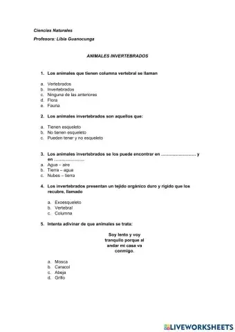 Animales Invertebrados