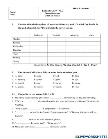Test unit 7, 8, 9 - Global Success