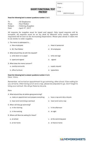 Memos, Menus, Schedules, and Signs