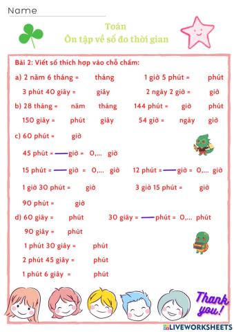 Toán - Ôn tập đơn vị đo thời gian