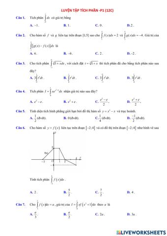 Luyện tập tích phân P1