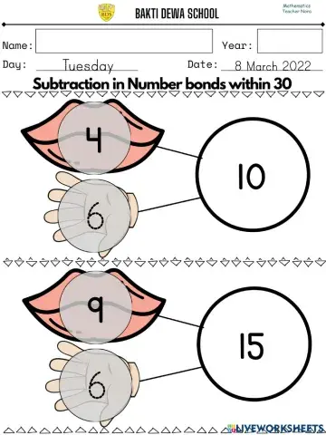 Subtraction and Number Bonds within 30