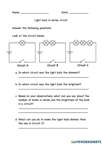 Light bulb in series circuit