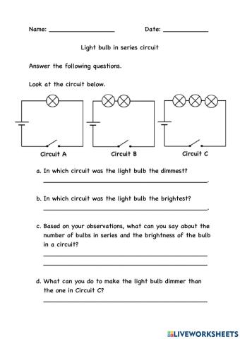 Light bulb in series circuit