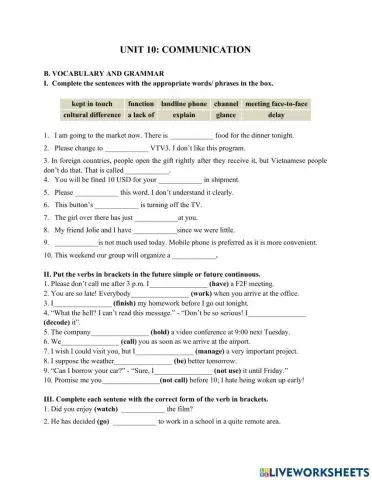 Unit 10: Communication