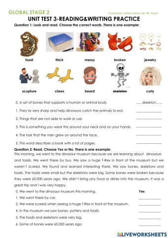 GS2 Unit test 3 Reading & Writing