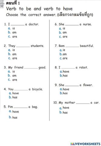 Test Verb to have , Ver to be