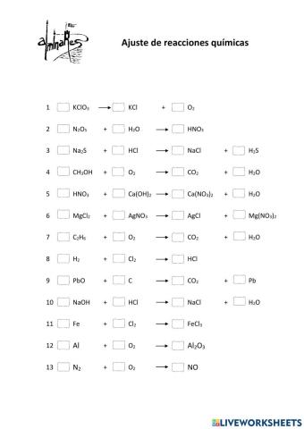 Ajuste de reacciones químicas