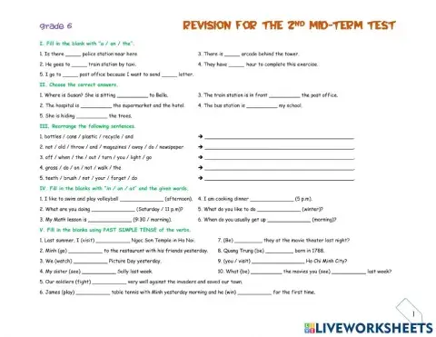 Review for 2nd midterm test