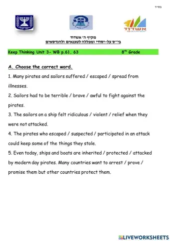 Keep thinking unit3 WB p.61 and 63