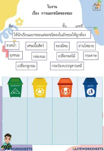 การแยกชนิดของขยะ