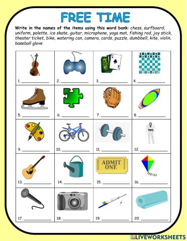 Free Time Vocabulary