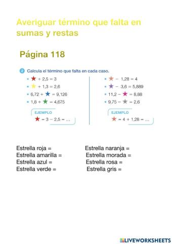 Averiguar termina que falta DECIMALES