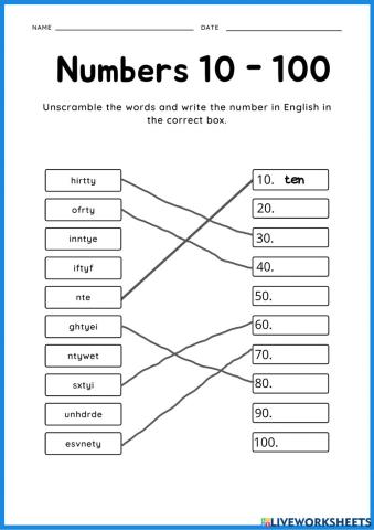 Spelling Numbers 10-100 (tens)
