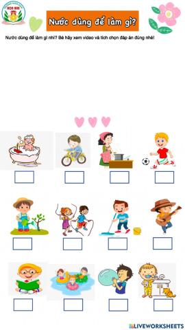 Khám phá: Nước dùng để làm gì?