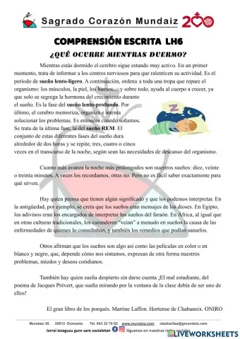 Comprensión escrita LH6