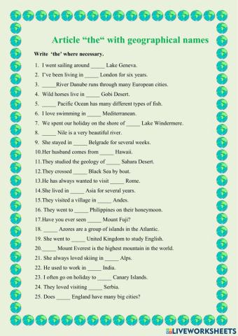 Article -the- with geographical names