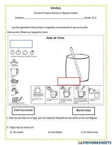 Examen Español tercer grado