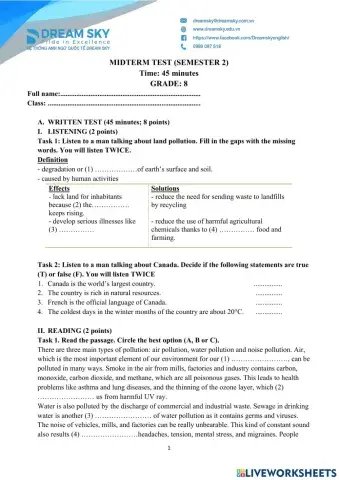 Midterm Test - Grade 8 (2)