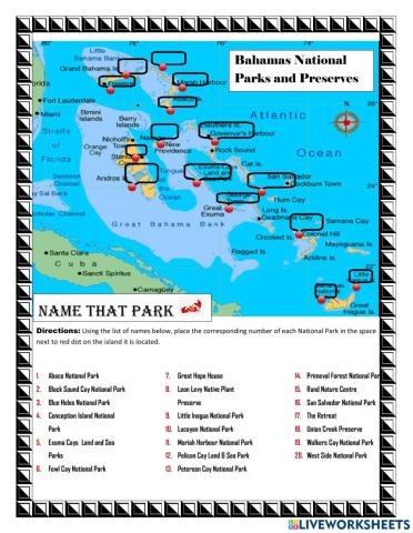Bahamas Land and Sea Parks Identification