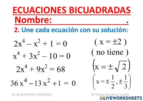 5.8. ECUACIONES BICUADRADAS - live3